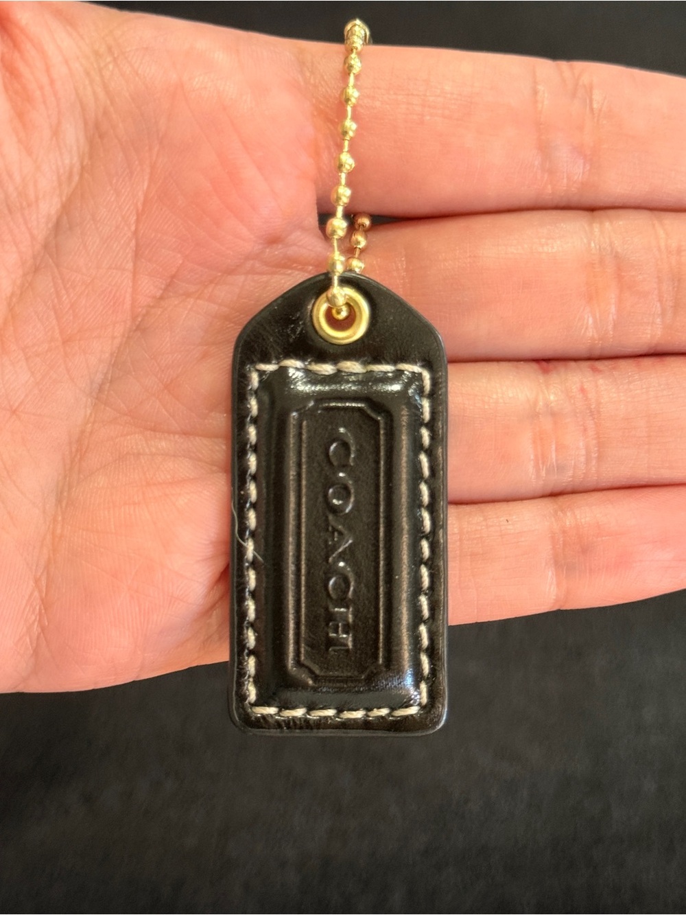 2" Medium Y2K Coach Leather Key Fob Bag Charm Keychain Hang Tag/Hangtag